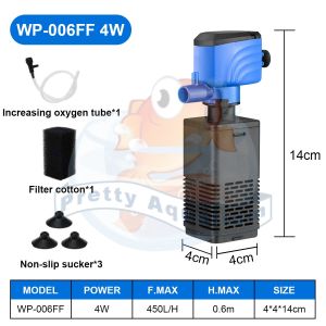 3 in 1 Aquarium Filter For Fish Tank Submersible Silent Air Oxygen Aerator Water Change Pump Air Pump Wave Maker