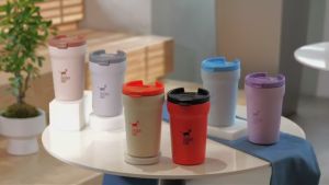 Cheerful Goat Coffee Cup Leakproof Ceramic Insulated Cup Travel Coffee Mug With Lid Temperature Retention (350ml/12oz)
