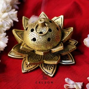 Celson By Sonam Singh ( SG Seller ) Lotus Brass Table Dhoop Dani incense buener for loban