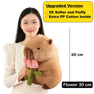Capybara Plush With Flower Stuffed Animal Plush Pillow Plush Toy Patung Capybara Plushie Capybara Doll Gift Soft Toy