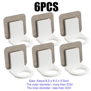 6PCS Self-Adhesive Wall Mounted Bathroom Bottle Holder  Punching-free  Waterproofing Sanitizer Shower Gel Shampoo Hook Bearing Weight 15 Lb