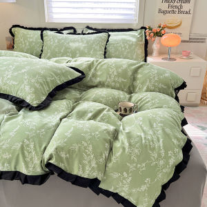 Dansunreve 1 ชิ้น ปลอกผ้านวม ผ้าฝ้ายล้าง ลายดอกไม้\ud83c\udf37 สไตล์ฝรั่งเศส ชุดเครื่องนอน มีขนาด 3ฟุต/3.5 ฟุต/5ฟุต/6 ฟุต (ไม่มีผ้านวม)