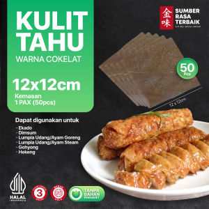 KULIT TAHU TAWAR COKLAT UK 12X12 HALAL WANGI | ISI 50PCS/PACK COCOK UNTUK DIMSUM