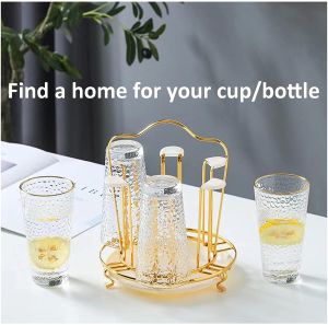 【One Cat Shop】Water Draining Cup Holder Luxury Glass Rack Household Elk Water Cup Drain Stand 6 Cups Kitchen Tool Organize Cup Drying Storage