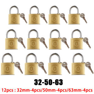 12pcs/pack Brass Padlock Set 20MM - 63MM Heavy Duty Security Anti-theft Door Lock (Short / Long)