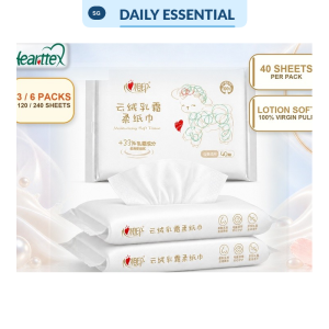 【DAILY ESSENTIAL】 【3/6Packs】心相印Hearttex Moisturizing Facial Tissue 40 Sheets 3-Ply Soft Lotion Tissue for Sensitive Skin