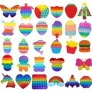 [Babywant] POP IT Rainbow Push Bubble Fidget Sensory Toys Autism Special Needs Fidget Squeeze Funny Anti-stress Stress Reliever Toy for Kids