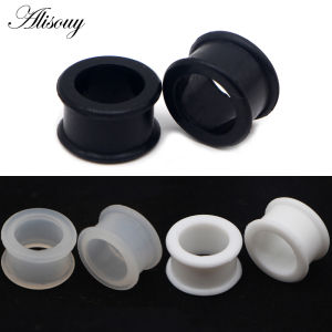 Alisouy 1 Pair Ear plugs High Quality piercing Thin Silicone Flexible Body Jewlery Gauges 3-25mm Skin Tunnel Plugs Skin Hollow Ear Plug