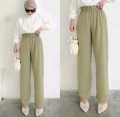 Celana Kulot Crinkle Airflow Premium High Waist - Kancing - All Size. 