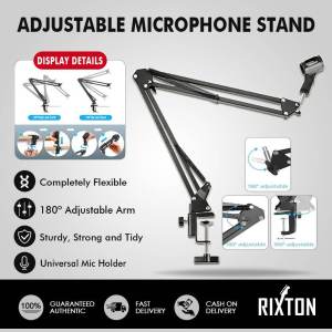 RIXTON Adjustable Microphone Stand Phone Stand Suspension Boom Scissor Arm Stand