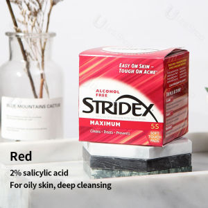 Stridex Soft Touch 55 Pads Single-Step Acne Control Sensitive Essential Maximum Alcohol Free 2% Salicylic Maximum Deep Cleansing