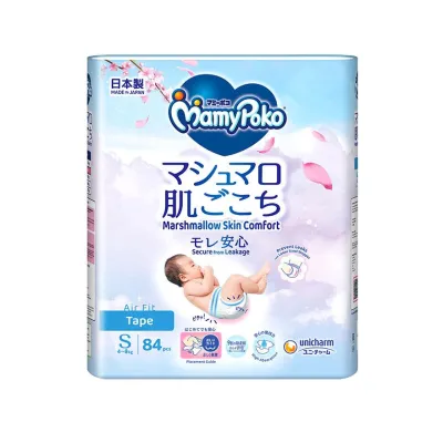 MAMYPOKO Air Fit Marshmallow Tape Super Premium Baby Diapers S 84s