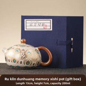 xpkQ Ru Kiln Dunhuang Style Western Style Teapot Household Tea Maker High-end Chinese Tea Maker Gift Set Drinking Utensils 7P3H9