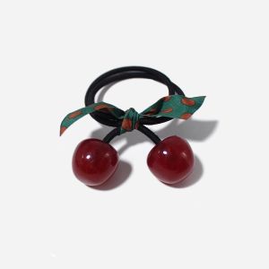 Ins Style Double Red Crystal Cherry Pendant Necklace for Women Cherry Earrings/Hair Ropes/Hair Claw CollectionFashion Party Wedding Jewelry set Gift