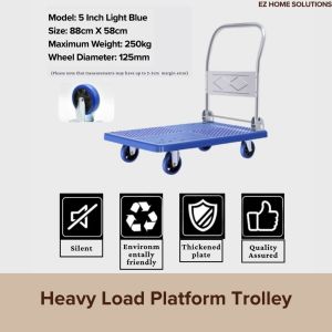 [READY STOCK] 4-Wheel Platform Trolley – Fully Assembled | Heavy Load Capacity | Smooth Rolling
