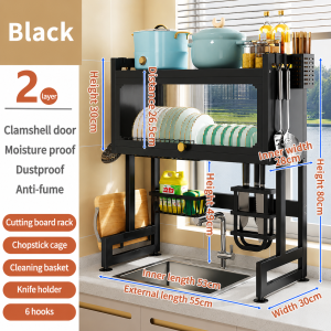 Dustproof Rak Dapur Stainless Steel Sink Dish Rack Rak Pinggan Sinki Dish Drainer Rak Kitchen Organizer Storage Rack Kitchen Rack Dish Rack