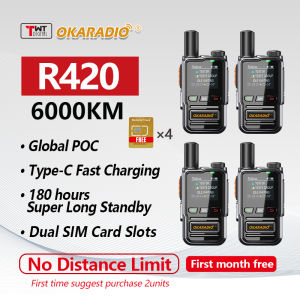 OKARADIO R420 POC Radio 4G Network Walkie Talkie 6000KM No Distance Limit All Day Long Standby for Security / Logistics / Construction
