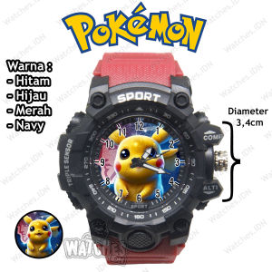 Jam Tangan Anak Laki-Laki Sport Anti Air Karakter Pokemon Terbaru