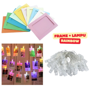 DINOSO Paket Frame Photo dengan Lampu Tumblr Klip Set Bingkai Foto 2R with Tumblr Lamp
