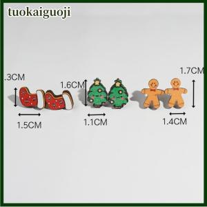 tuokaiguoji 3 Pairs Cute Christmas Tree Gingerbread Man Stud Earrings For Women Simple Acrylic Xmas Hat Elk Earrings Friendship Jewelry Gift