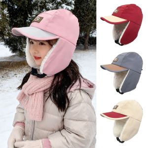 ZYJC Plush Childrens Winter Hats Windproof Warm Earflap Cap Fashion Thickening Pilot Hat Kids
