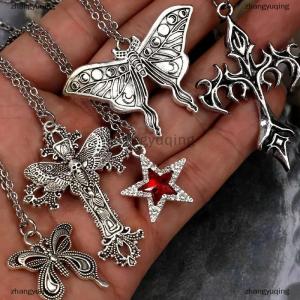 [COD] zhangyuqing 5Pcs Gothic Necklace Set For Women Halloween Jewelry Heart Bat Spider Cross Pendant Sweater Chain Trendy Daily Accessories Gift