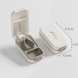 【SKIT SG】Adjustable Pill Cutter Splitter Crusher w/ Storage Box Portable Medicine Tablet Divider Organizer Case Easy Cutter for Small Large Pills Dustproof Compact Drug Pill Cutter Safe Sharp Blade Easy to Use Travel Pill Box Portable Medicine Organizer