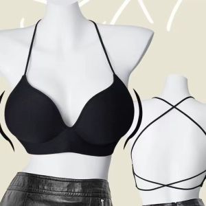 Womens AA Cup Push up Bra 10cm Extra Thick Open Back Lingerie with Crossed Straps Seamless Comfort for Small Breasts2026