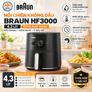 Nồi chiên không dầu Braun MultiFry 3 HF3000 4.3L | Bảo hành 2 năm chính hãng