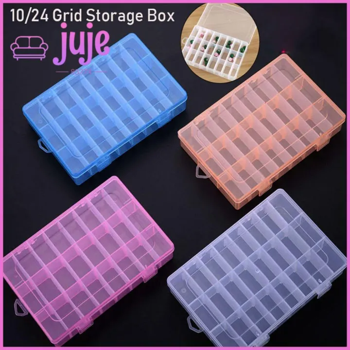 10/15/24 Grid Clear Plastic Storage Box Jewelry Beads Organizer