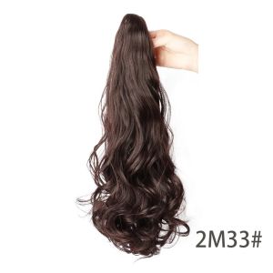 CAELARAU Ombre Claw Clip Ponytail Wig Corn Perm Ponytail Extension Long Wavy Curly Ponytail Heat Resistant Fiber Natural Pony Tail Hairpiece for Women