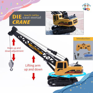 Jackjacktoys Mainan Kendaraan Konstruksi Anak Alloy Engineering Remote Control Crane Diecast Metal