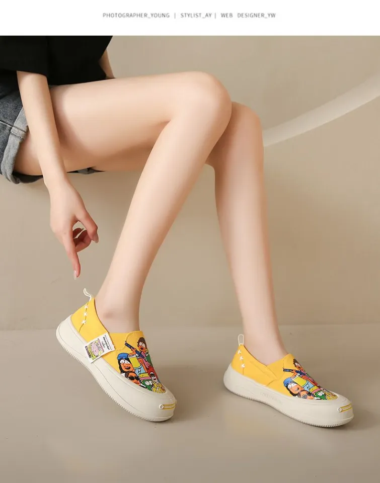 Loafers Women Mules Leather Shoes Casual Flat Shoes Korean Rubber Shoes For Women Sneakers Teenager Canvas Shoes Girls Slippers INS New 092308