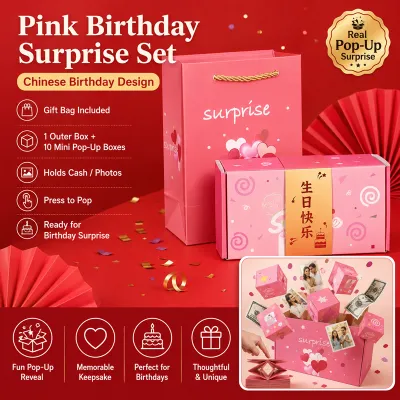 👍READY STOCK👍Pop Up Surprise Explosion Box Birthday Gift Money Cash Red Packet Box Creative Folding Gift Valentine Anniversary