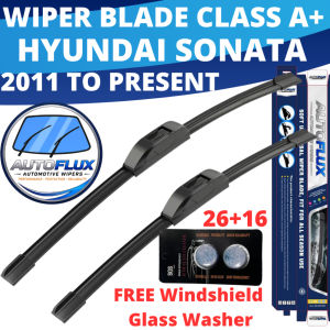 AutoFlux Wiper Blade Class A+ Hyundai Sonata 2011 To Present FREE Windshield Glass Washer Set 26+16