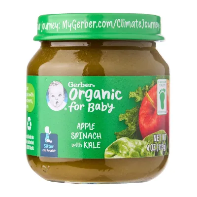 Gerber Organic 2nd Foods Apple Spinach With Kale Baby Food Sitter 6+M