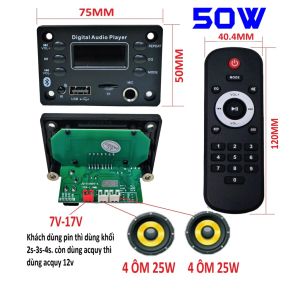 Mạch loa Bluetooth Công suất Đôi 25W + 25W siêu gọn Tặng Kèm điều khiển từ xa. Chế loa nghe nhạc bluetooth JQ-D136BT