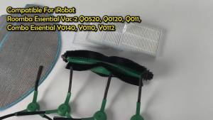 16 PCS Replacement Parts Compatible For iRobot Roomba Combo Essential Y0140 Y0110 Y0112 104/105 / 106/108 Combo 105Vac Q0520 Q0120 Q011 1 Main Brush 4 Side Brushes 4 Filters 6 Mops