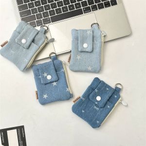 TKNUS Bow Denim Coin Purse Star Canvas Mini Cash Wallet Simple Coin Purse Cloth Envelope Wallets Women