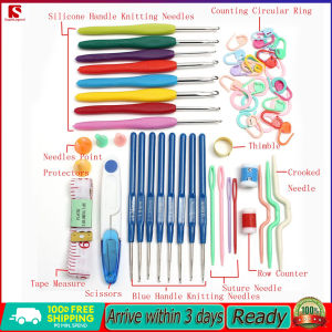 Beginner Knitting Needles Handmade Crafts with 5 Group Wool Crochet Hooks Needles Perfect Gifts Accessories for DIY Scarves Gloves