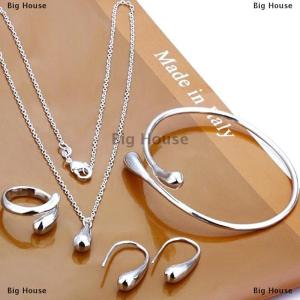 [COD] Big House 4Pcs Fashion Teardrop Jewelry Set For Women Simple Ring Necklace Bracelet Earrings Set For Banquet Wedding Jewelry