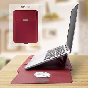 5 in 1 Laptop Stand Bag/Pouch Leather Laptop Sleeve Case magnets Waterproof Bag Cover With Holder Function for Laptop notebook matebook xiaomi huawei Air 13.3/11/12/14/15 inch Laptop Bag & iPad case Bracket Cooling Protection