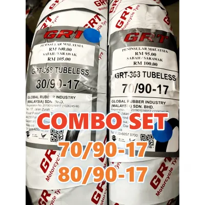GRT 368 ROSSO TIRES TAYAR TUBELESS COMBO SET 70/90-17 80/90-17