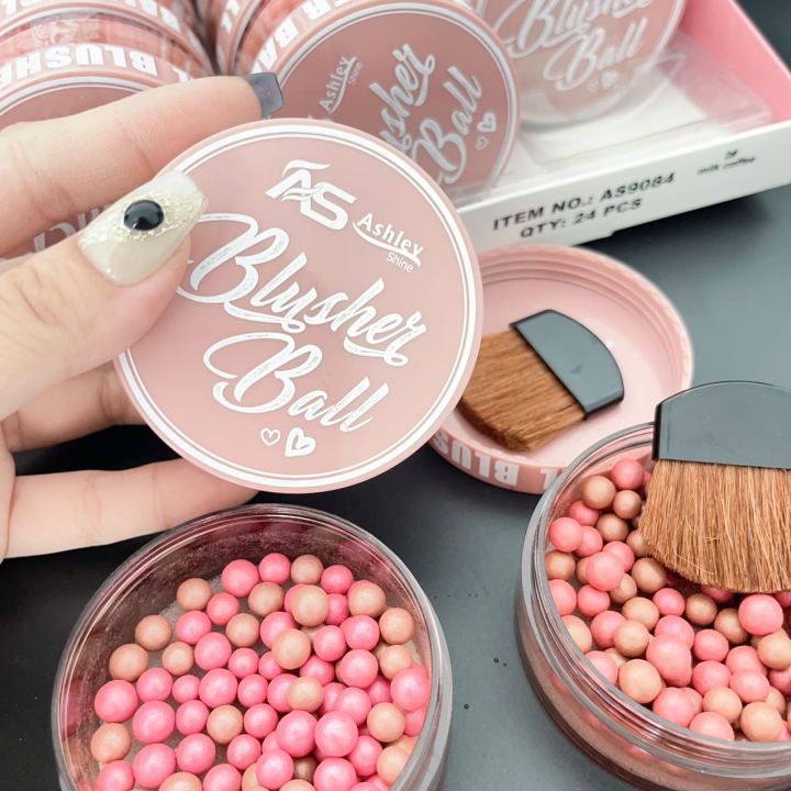 Fun live COD NEW Shine Blush On Ball Blushes Pearls Soft Powder Naturally  Pigmented Blusher with Brush