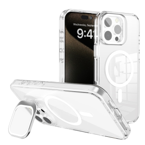 ELEVEN 2 Transparent Hard Case with Metal Bracket and Acrylic Magnetic Lens Film for iPhone 18 17 16 15 14 13 12 11 Pro Max Air