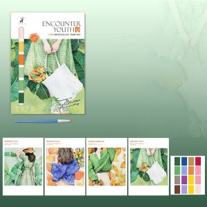 RGFV With Pigment Watercolor Painting Book With Brush Specialty Paper Gouache Graffiti Book Interesting Encounter Youth Kids Gift