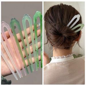 QIWANBA19 Chinese Style U Shape Hairpin Hair Sticks for Buns Acetic Acid Chinese Style Hair Stick Antique Hair Chopstick Women