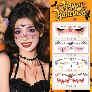 Scary Halloween Face Stickers Temporary Fake Wounds 3D Gory Bloody Realistic Waterproof Body Art DIY Makeup Tattoo Appliques