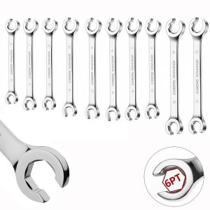 WENYOU Mirror Finish Flare Nut Wrench Open Ring 8-19mm Brake Line Wrench Repair Tool Double Head Open Ring Spanner Car Repair