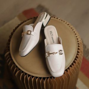 READY COD HOT Sepatu hak rendah shoes Wanita Sofia Fellice Emblished Mules Sepatu sol setengah jari kaki musim panas yang baru sepatu kasual yang modis dan serbaguna